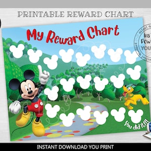 Instant download Reward Chart Printable Mickey Potty Train Chart Behavior Chart Daily Routine Chart Reward Chart for Kids Goals Chart RW