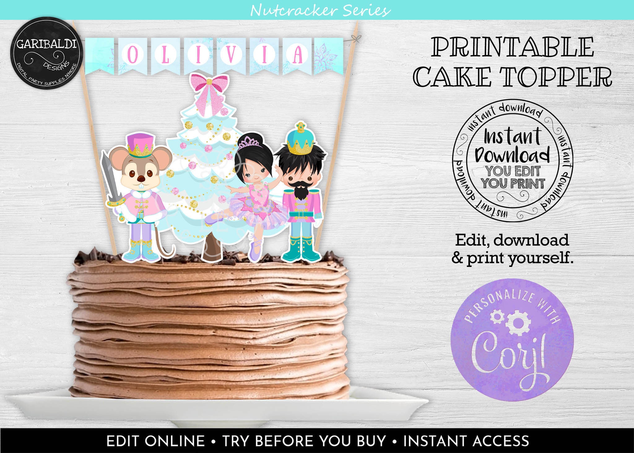 Editable Nutcracker Cake Topper Printable Land of Sweets - Etsy