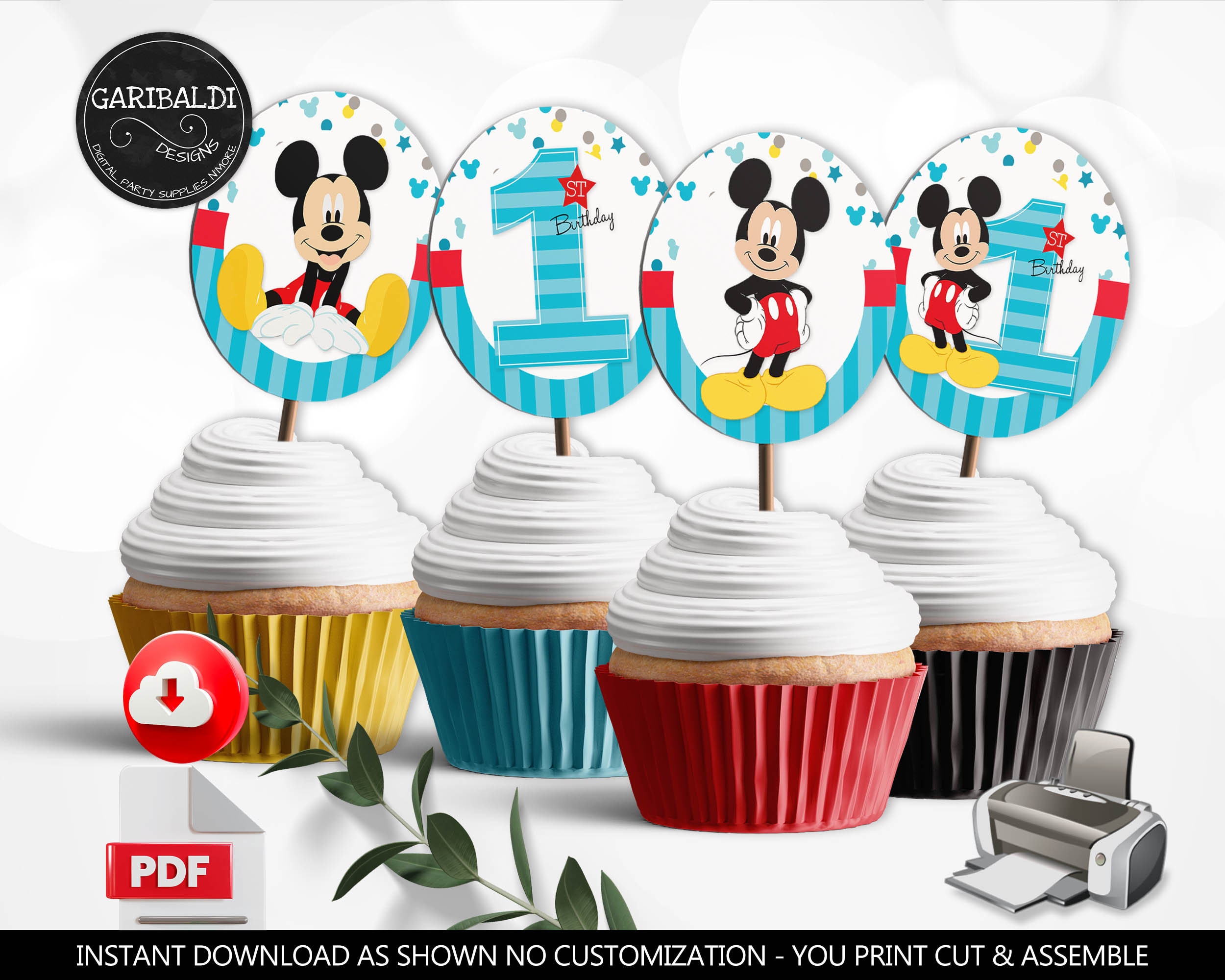 Mickey Mouse Clubhouse Cupcake Toppers Printable