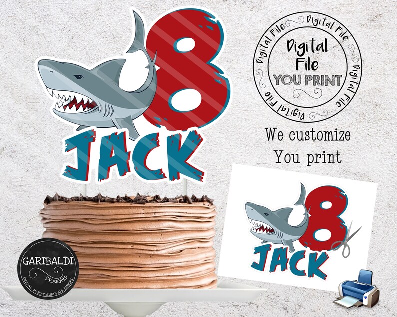 Printable Shark Cake Topper Shark Centerpiece Shark