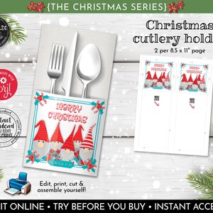 Printable Christmas Silverware Cutlery Holders Editable Holiday ...