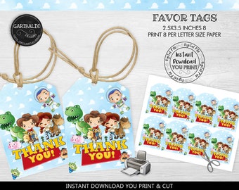Sofortiger Download Toy Story Favor Tags Party Geschenkanhänger Dankeschön Tags Toy Story Geburtstag Partydekoration Toy Story Partyzubehör TSS