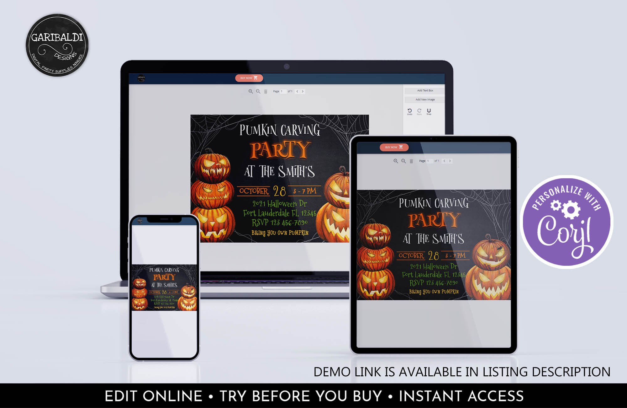 Editable Pumpkin Carving Party Invitation Halloween Party Invite Jack O ...