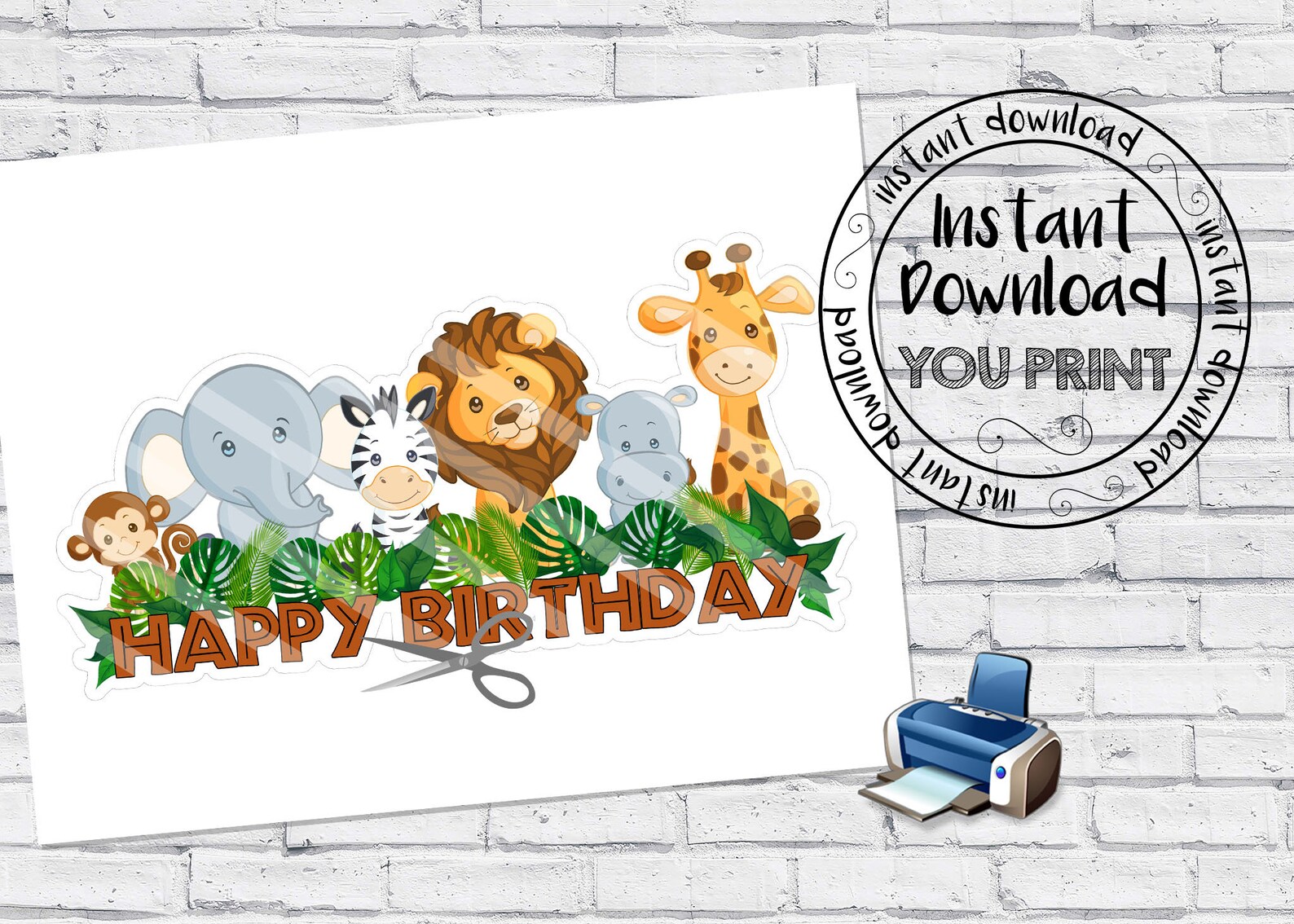 Safari Theme Cake Topper Printable