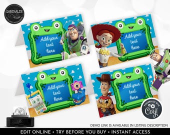 Toy Story Food Labels Editable Toy Story 5 Buffet Food Tent Cards Digital Download Toy Story Place Cards Template Toy Story food labels TS