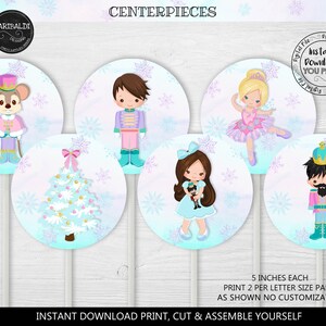 Printable Nutcracker Centerpieces Land of Sweets Birthday Party Decorations Nutcracker Fairy Table Decorations Nutcracker Party Supplies NCK