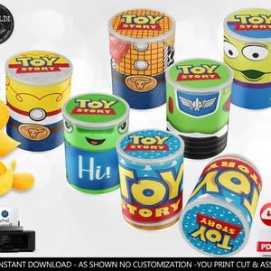 Toy Story Potato Chip Can Wrapper Woody Buzz Jessie Aliens Digital Download Chip Can Label Template Toy Story Birthday Party Favors TS
