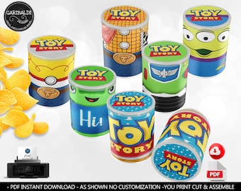 Toy Story Potato Chip Can Wrapper Woody Buzz Jessie Aliens Digital Download Chip Can Label Template Toy Story Birthday Party Favors TS
