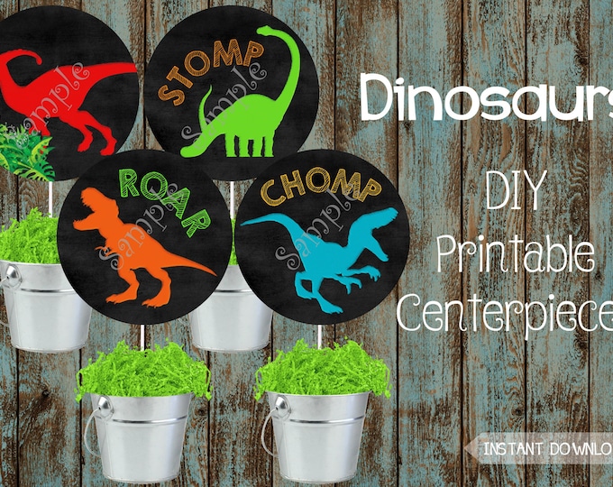 Printable Dinosaurs Centerpieces, Dinosaurs Birthday Party Decorations ...