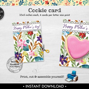Happy Mother's Day Cookie Card, Printable Mother's Day Cookie Card, Instant download Mother's Day Mini Cookie Card MTHD
