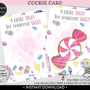 Valentine's Day Cookie Card a little treat for someone sweet Cookie Card Instant download 3.5"x5" Cookie Tag Printable Mini Cookie Card VL