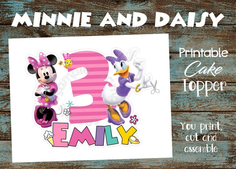 Minnie Mouse Birthday Party Decorations Minnie Happy Helpers Cake Topper Printable Minnie Mouse Cake Topper Minnie and Daisy Cake Topper