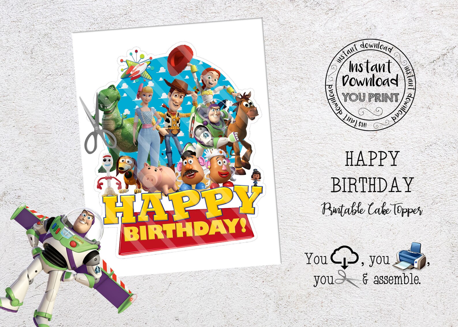 Instant Download Toy Story Cake Topper Printable Cake Topper Etsy