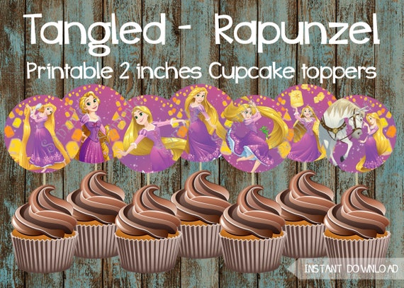 Rapunzel Cupcake Toppers Tangled Printable Cupcake Toppers Etsy