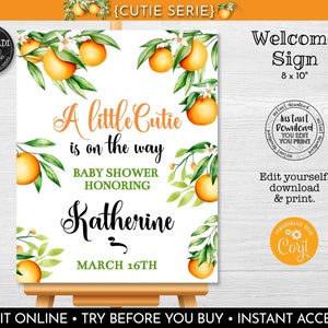 Editable Little Cutie Welcome Sign Instant Download Little Cutie Welcome Poster Board Cutie Baby Shower Sign Cutie Party Decorations LCT