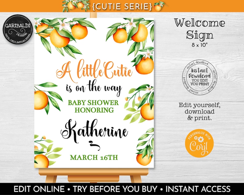 Hello Cutie Sign Editable Little Cutie Welcome Sign Instant Download Little Cutie ...