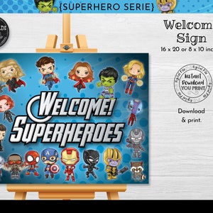 Printable Superhero Welcome Sign Superhero Birthday Party Sign Superhero Party Decorations Instant download Superhero Welcome Sign SHAV