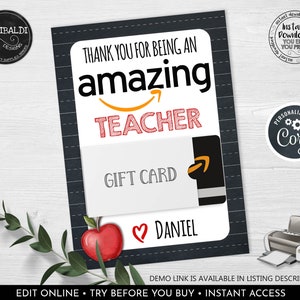 Thank you for being an Amazing Teacher Gift Card Holder Staff Employee Coworker Boss PTA Appreciation Day Amazing Card Holder Template 02 TA