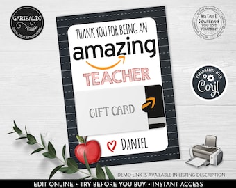 Thank you for being an Amazing Teacher Gift Card Holder Staff Employee Coworker Boss PTA Appreciation Day Amazing Card Holder Template 02 TA