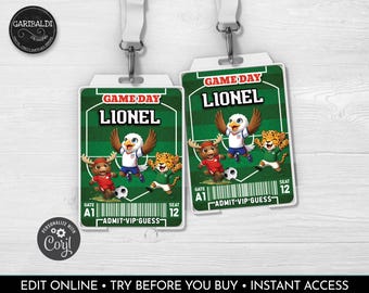 Soccer VIP Badge Futbol VIP Guest Pass Holder Football Soccer Birthday Party All Star Access Pass Holder World Cup Mascots Favor Tags FB