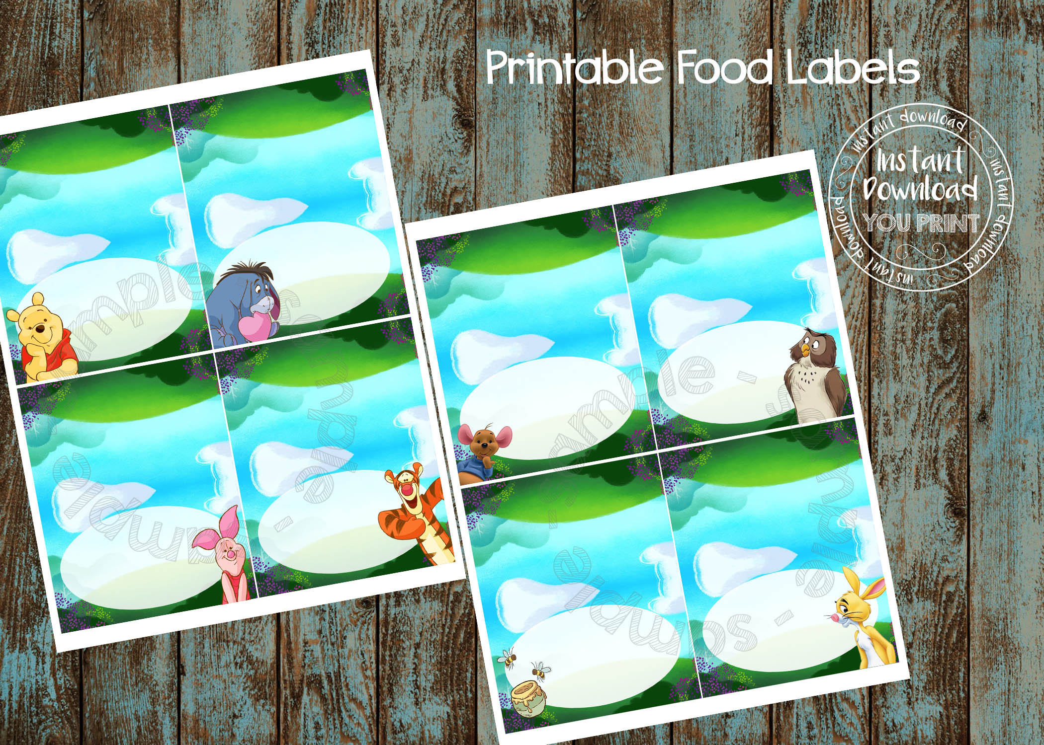 Printable Winnie the Pooh Food Tags, Winnie the Pooh Editable Place ...