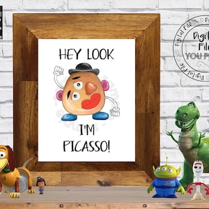 Toy Story Nursery Decor Toy Story Potato Head "Soy Picasso" Cartel DIY Toy Story Nursery Toy Story citas imprimibles Toy Story Wall Art TSS