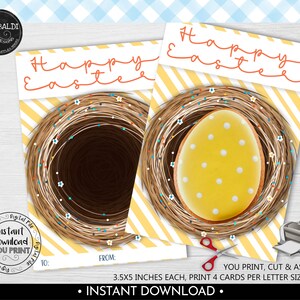 Happy Easter Egg Nest Mini Cookie Card, Instant download 3.5"x5" Happy Easter Cookie Tag, Printable Easter Mini Cookie Card, Backer Tag EST