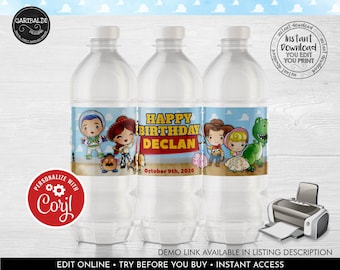 Toy Story Water Bottle Labels, Toy Story Water Bottle Stickers, Instant Download Toy Story Birthday Water Bottle Labels Template TSS