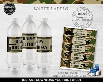 30pcs Happy Birthday Water Bottle Labels Adhesive Bottle Labels Stickers Castle Flowers Waterproof Water Bottle Wraps Party Favor Decorations Birthda