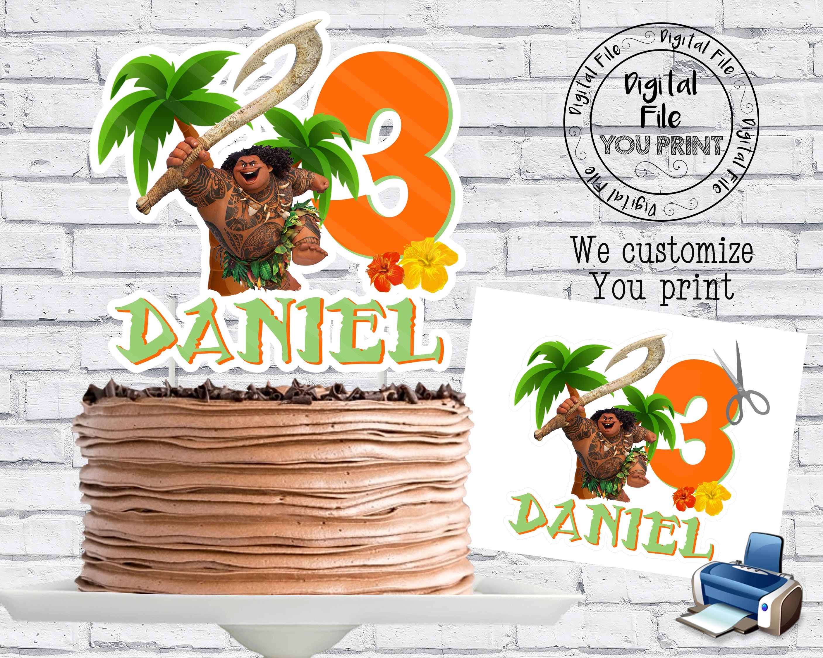 Maui Birthday Party Moana Cake Topper