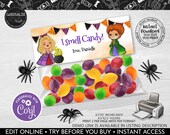 Printable Halloween Bag Topper I smell Candy Bag Topper Editable Witches Bag Topper Instant Download Halloween Treat bag Topper EBTS HW