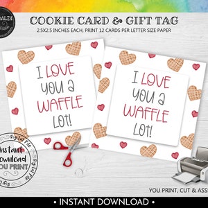 I love you a waffle lot Favor Tag, Valentine's day Cookie Card, Valentine's Day Gift Tag, Instant Download Valentine's Day Square Tag VL