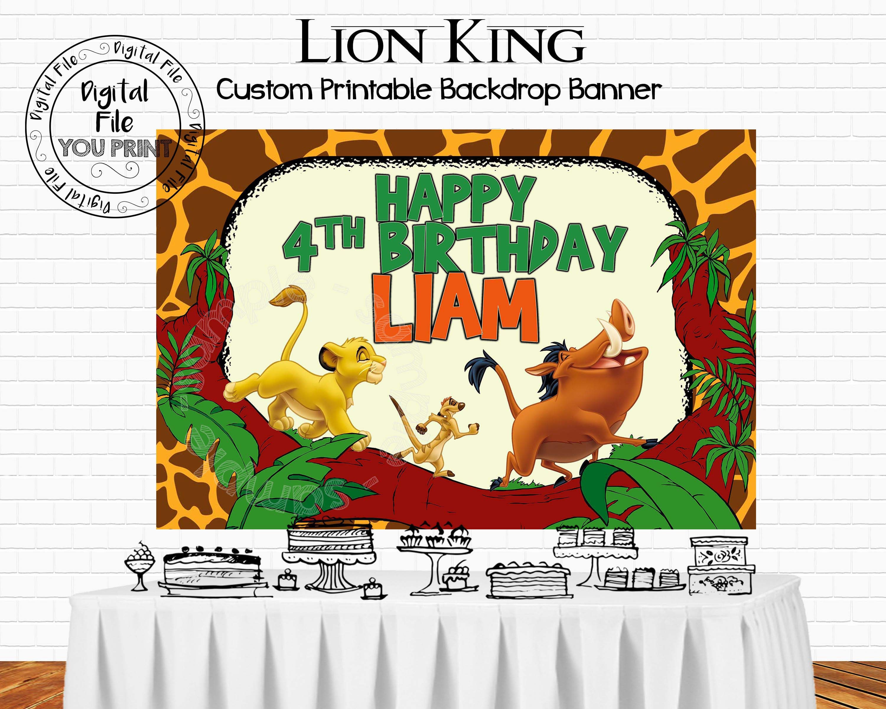 Printable Lion King Backdrop Lion King Birthday Party Etsy