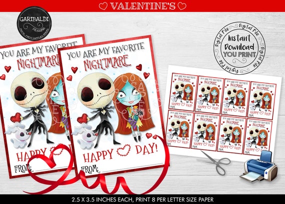 Instant Download Nightmare Before Christmas Valentine's 