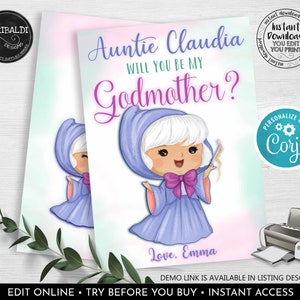 Editable Godmother Proposal Card Godmother Printable Card Instant Download Godmother Request Card Be my Fairy Godmother Photo Card 3 GMR