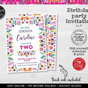 Editable Fiesta Birthday Party Invitation Printable Mexican Invitation Instant download Cinco de Mayo Fiesta Birthday Party Invitation 11 MF