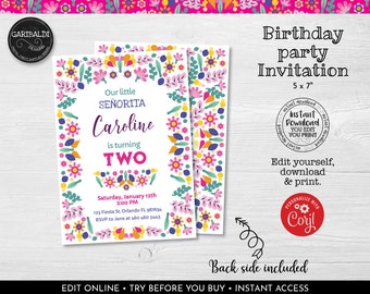 Editable Fiesta Birthday Party Invitation Printable Mexican Invitation Instant download Cinco de Mayo Fiesta Birthday Party Invitation 11 MF