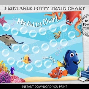 Instant download Reward Chart Printable Chart Cute Fish Chart Potty Train Chart Behavior Chart Daily Reward Chart for Kids Routine Chart RW