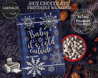 Hot Cocoa Wrapper Printable Christmas Hot Cocoa Wrapper Christmas Hot Chocolate Envelope Wrapper Party Decorations Party Supplies CHCW