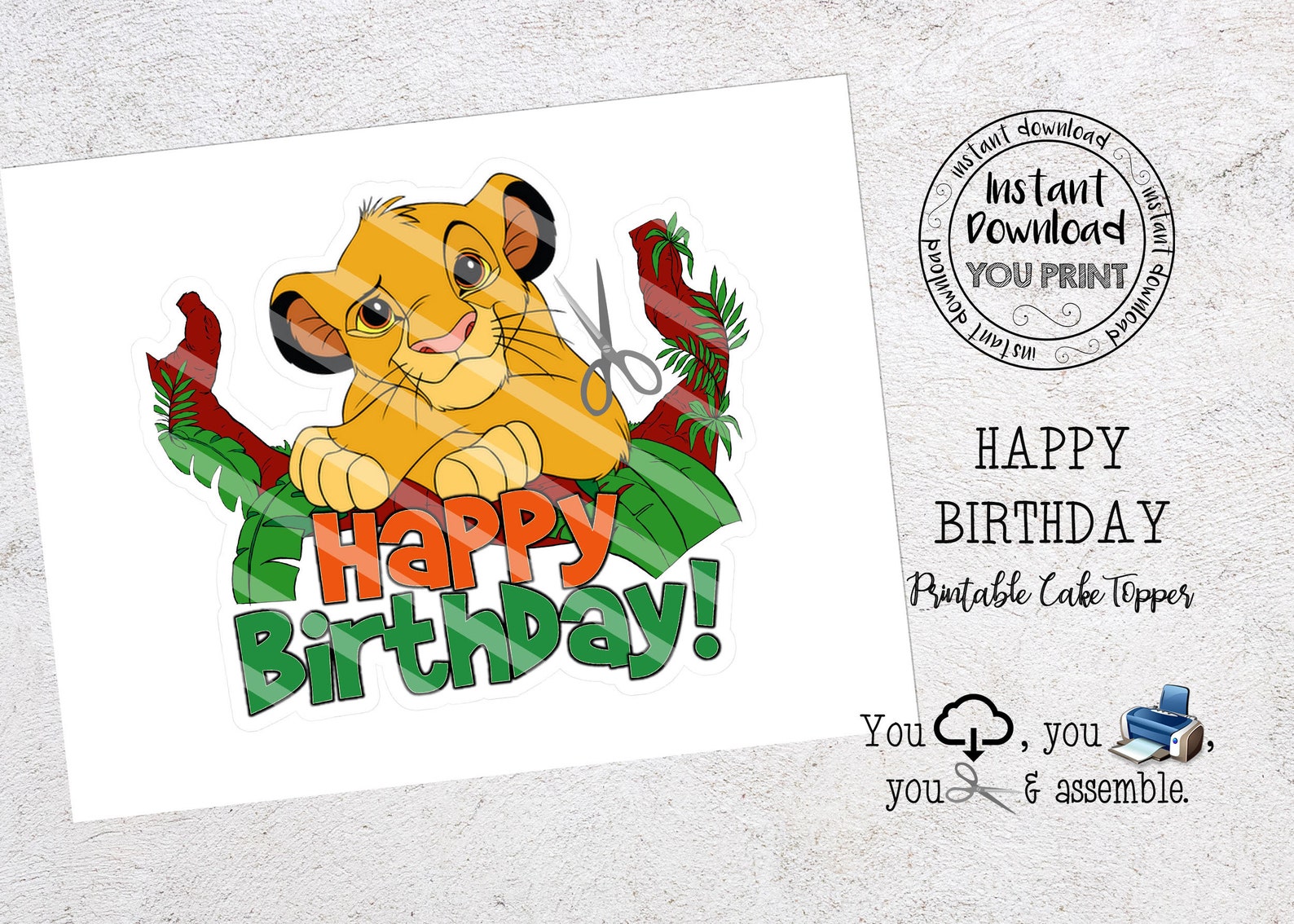 Lion King Cake Topper Lion King Printable Cake topper Lion Etsy