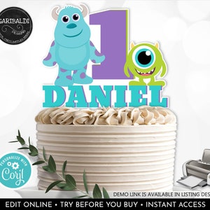 Editable Monsters Cake Topper Monsters Centerpiece Little Monsters Birthday Party Decorations Monsters Baby Shower Cake Digital Download DMI