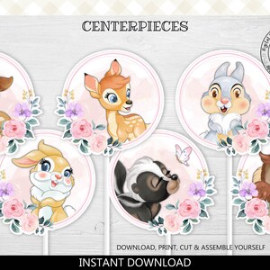 Instant download Little Deer Centerpieces Printable Woodland Deer Cake Topper Deer Party Decorations Cute Deer Birthday Party Supplies BDP