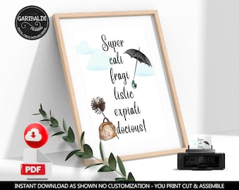 Printable "Supercalifragilisticexpialidocious" Sign Mary Poppins Quotes Wall Art Mary Poppins Decorations Mary Poppins Birthday Party MPP