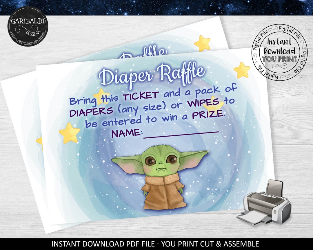 Printable Star Wars Diaper Raffle Insert Card, Star Wars Baby Yoda