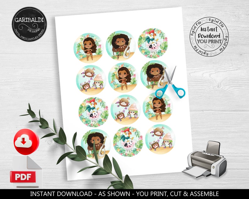 Printable Moana Cupcake Toppers Hawaiian Birthday Party - Etsy