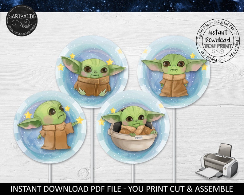 Star Wars Printable Centerpieces Mando Baby Yoda Etsy