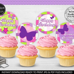 Building Blocks Cupcake Toppers Girl Colors Building Blocks Cupcake Toppers Building Blocks Girls Birthday Party Printable Decorations BKG