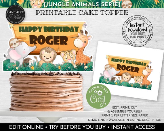 Editable Safari Animals Cake Topper Instant Download Jungle - Etsy Editable Safari Animals Cake Topper Instant Download Jungle - Etsy