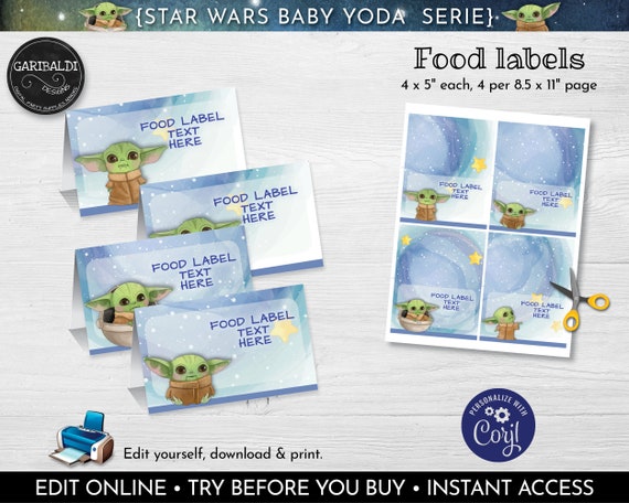 Editable Star Wars Food Labels Instant Download Baby Yoda - Etsy UK