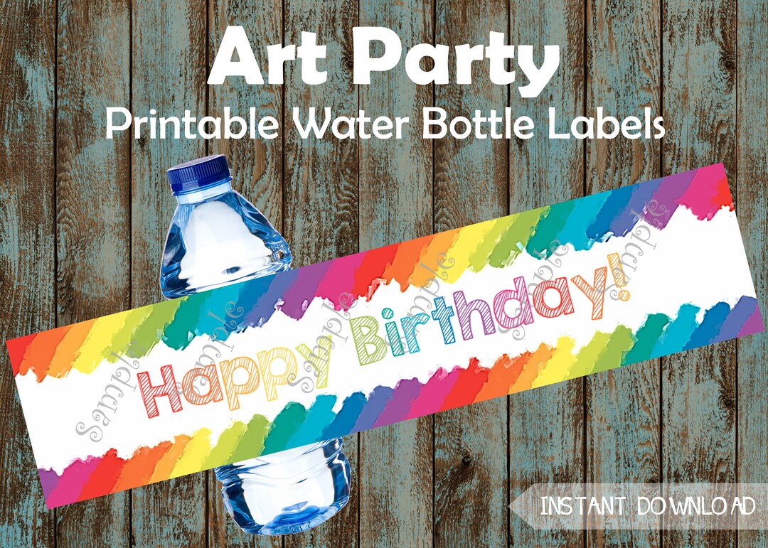 Printable Art Party Water Bottle Labels, Art and Paint Printable Water ...
